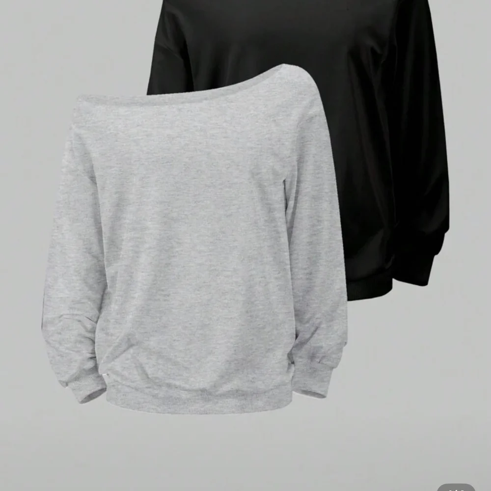 SHEIN Gray and Black Long Light Weight Off The shoulder Sweatshirts - Picture 1 of 3